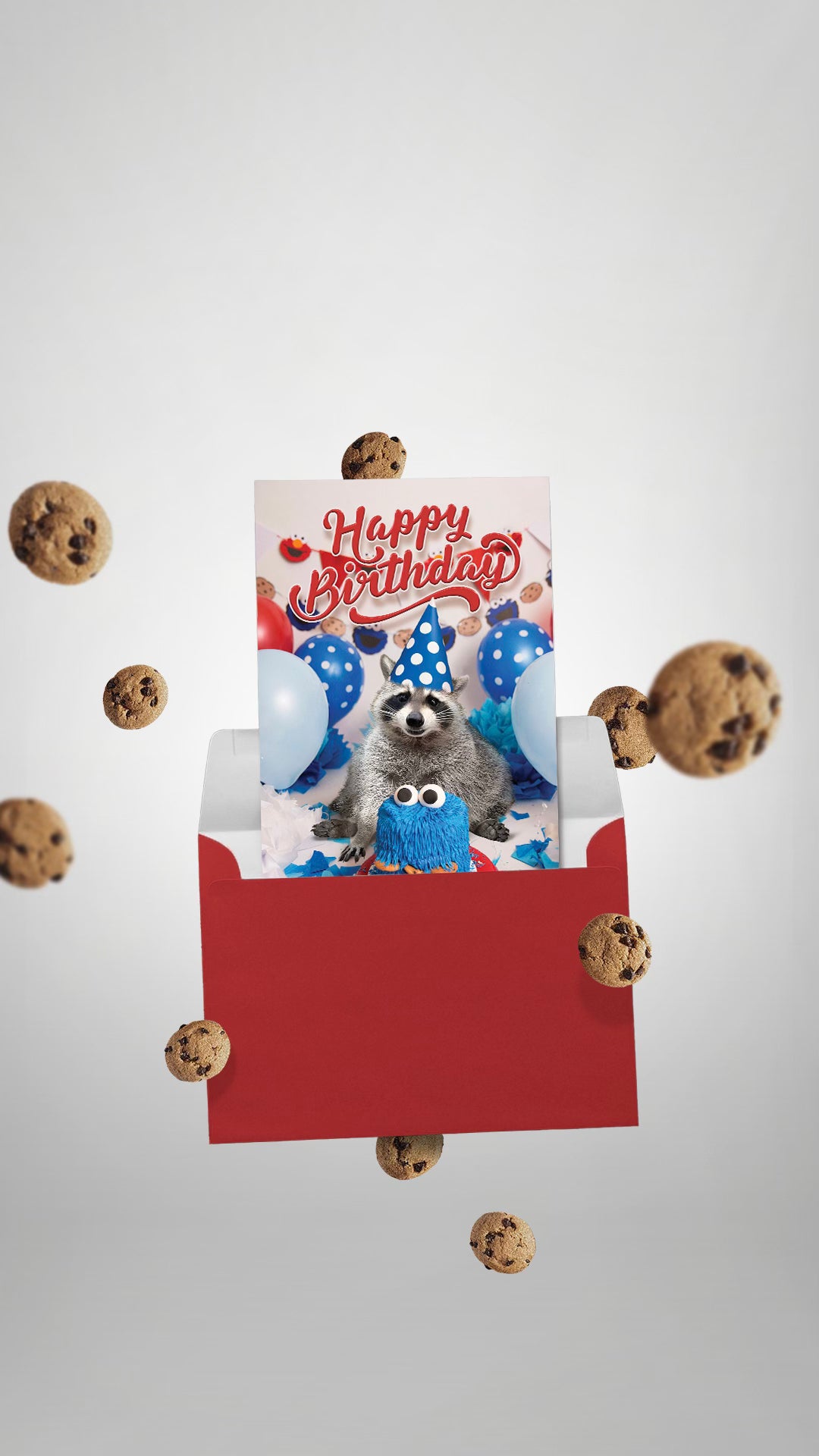 Cookie Monster Birthday Card Signed by Louie